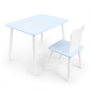 Детский комплект стол и стул «Мишка» Rolti Baby  (голубая столешница/голубое сиденье/белые ножки)