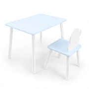 Детский комплект стол и стул «Облачко» Rolti Baby  (голубая столешница/голубое сиденье/белые ножки)