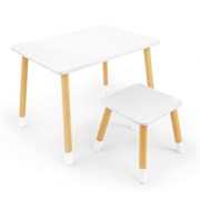 Детский комплект стол и табурет Rolti Baby (белая столешница/белое сиденье/береза ножки)