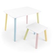 Детский комплект стол и табурет Rolti Baby (белая столешница/белое сиденье/цветные ножки)