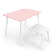 Детский комплект стол и табурет Rolti Baby (розовая столешница/белое сиденье/белые ножки)