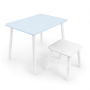 Детский комплект стол и табурет Rolti Baby (голубая столешница/белое сиденье/белые ножки)
