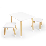 Детский комплект стол и два табурета Rolti Baby (белая столешница/белое сиденье/береза ножки)