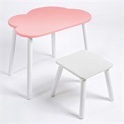 Детский комплект стол ОБЛАЧКО  и табурет Rolti Baby (розовая столешница/белое сиденье/белые ножки)