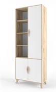 Стеллаж - шкаф широкий с открытыми, закрытыми полками и ящиками 212x80x39 «2+2» 38 попугаев (Дуб ирландский, Белый) мебель для детской комнаты