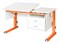 Парта для дома Астек ТВИН-2 с подвесной тумбой (Цвет столешницы:Белый, Цвет ножек стола:Оранжевый) - фото 23651