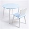 Комплект детский стол КРУГЛЫЙ и стул МИШКА ROLTI Baby (голубая столешница/голубое сиденье/белые ножки) - фото 39641