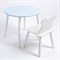 Комплект детский стол КРУГЛЫЙ и стул МИШКА ROLTI Baby (голубая столешница/белое сиденье/белые ножки) - фото 39653
