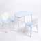 Комплект детский стол ОБЛАЧКО и два стула ОБЛАЧКО ROLTI Baby (голубая столешница/голубое сиденье/белые ножки) - фото 39668