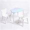 Комплект детский стол ОБЛАЧКО и два стула МИШКА ROLTI Baby (голубая столешница/белое сиденье/белые ножки) - фото 39669