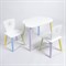 Комплект детский стол ОБЛАЧКО и два стула ЗВЕЗДА ROLTI Baby (белая столешница/белое сиденье/цветные ножки) - фото 39681