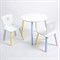 Комплект детский стол КРУГЛЫЙ и два стула ЗВЕЗДА ROLTI Baby (белая столешница/белое сиденье/цветные ножки) - фото 39704