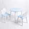 Комплект детский стол КРУГЛЫЙ и два стула ОБЛАЧКО ROLTI Baby (голубая столешница/голубое сиденье/белые ножки) - фото 39708