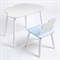 Комплект детский стол ОБЛАЧКО и стул ОБЛАЧКО ROLTI Baby (белая столешница/голубое сиденье/белые ножки) - фото 39819