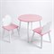 Комплект детский стол КРУГЛЫЙ и два стула ОБЛАЧКО ROLTI Baby (розовая столешница/розовое сиденье/белые ножки) - фото 39894