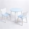 Комплект детский стол КРУГЛЫЙ и два стула МИШКА ROLTI Baby (голубая столешница/голубое сиденье/белые ножки) - фото 39898
